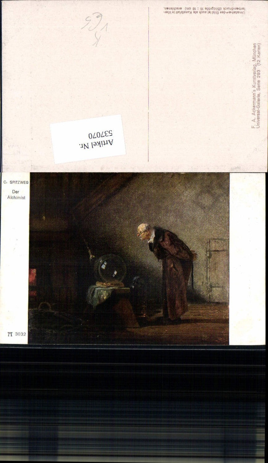 537070,Künstler AK Carl Spitzweg Der Alchemist Alchimist zauberer pub Ackermann 3032