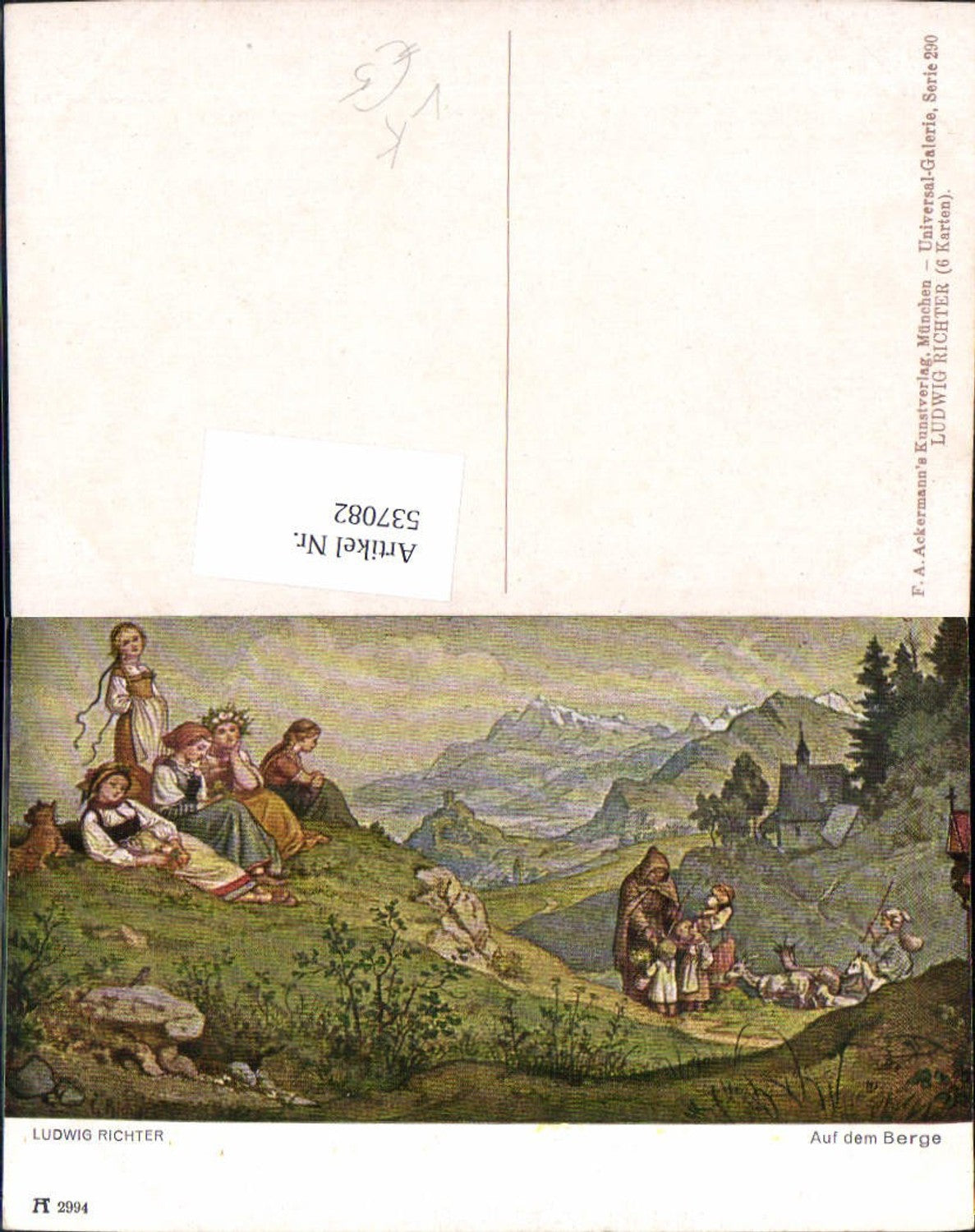 537082,Künstler AK Ludwig Richter Kinder Auf dem berge pub Ackermann 2994