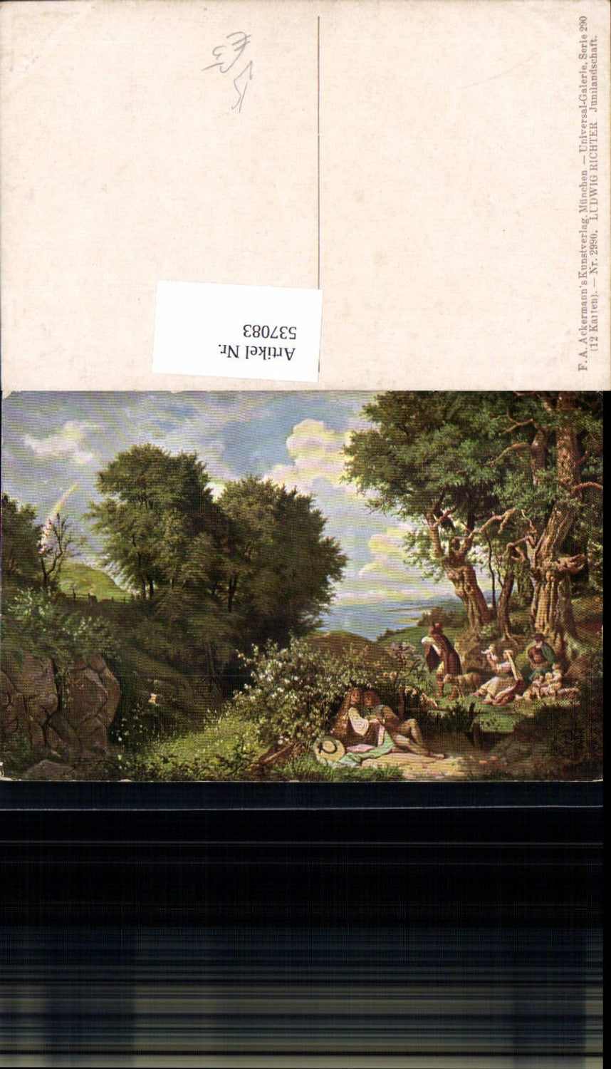 537083, Artist AK Ludwig Richter June Landscape pub Ackermann 2990