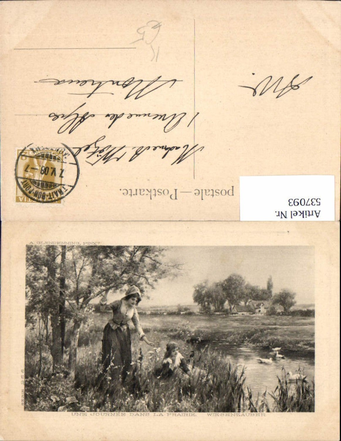 537093,Künstler AK A. Glendenning Schilf Weiher Teich Enten