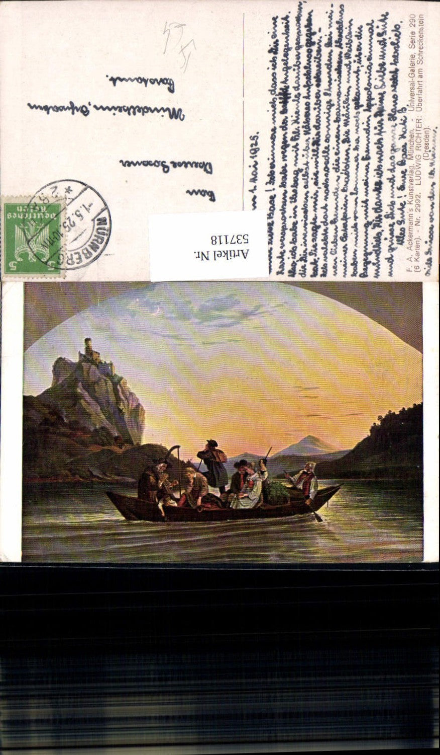 537118,Künstler AK Ludwig Richter Schreckenstein Überfahrt Boot pub Ackermann 2992