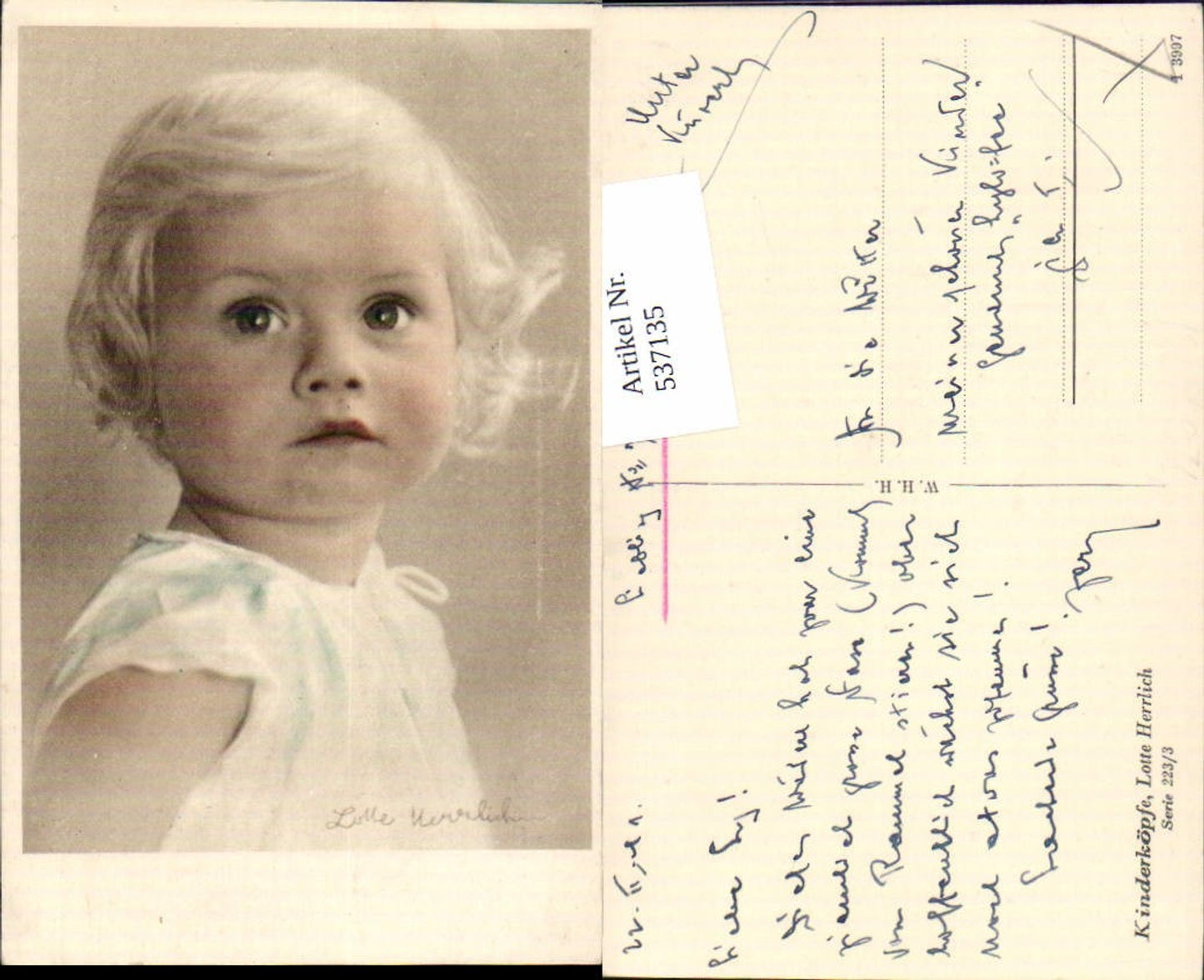 537135,tolle Künstler AK Lotte Herrlich Kinderköpfe Serie 223/3 Mädchen Portrait
