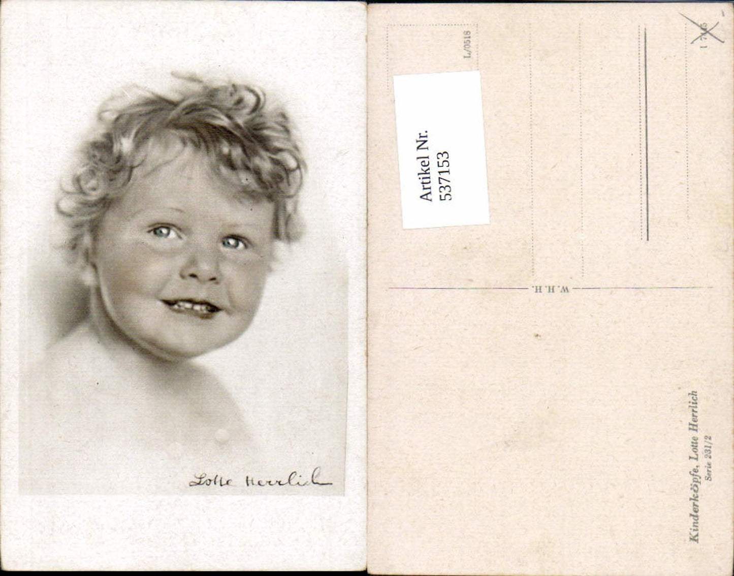 537153,tolle Künstler AK Lotte Herrlich Kinderköpfe 231/2 Kind portrait