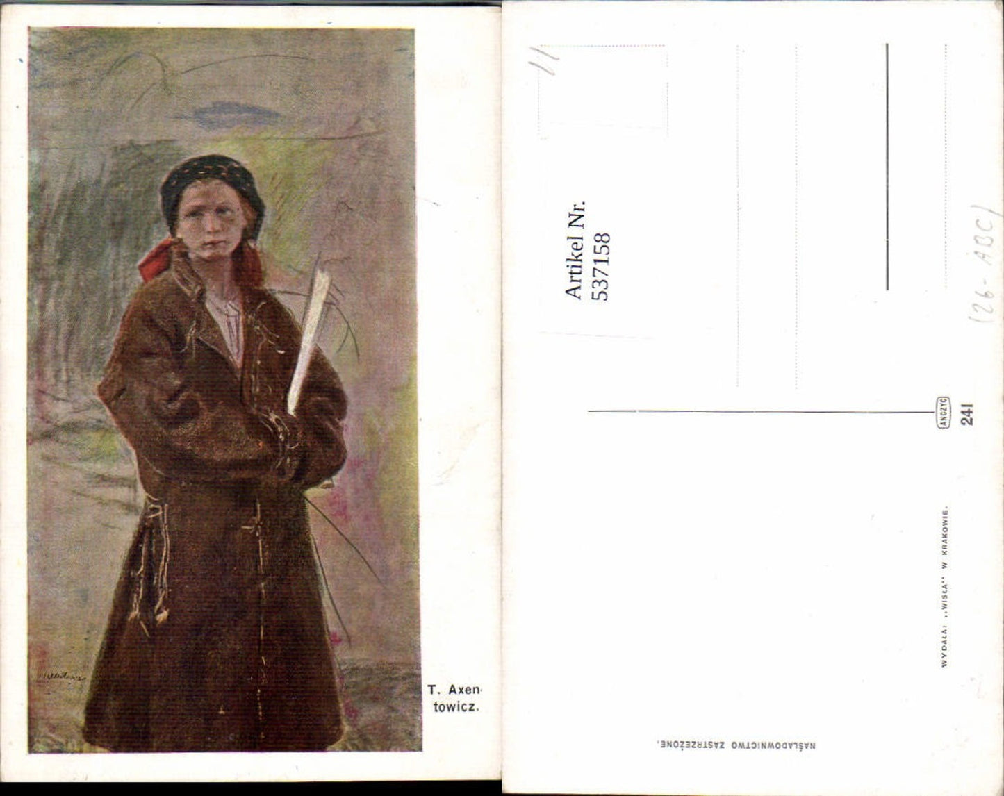 537158,tolle Künstler AK T. Axentowicz Krakau Krakow Typen Type