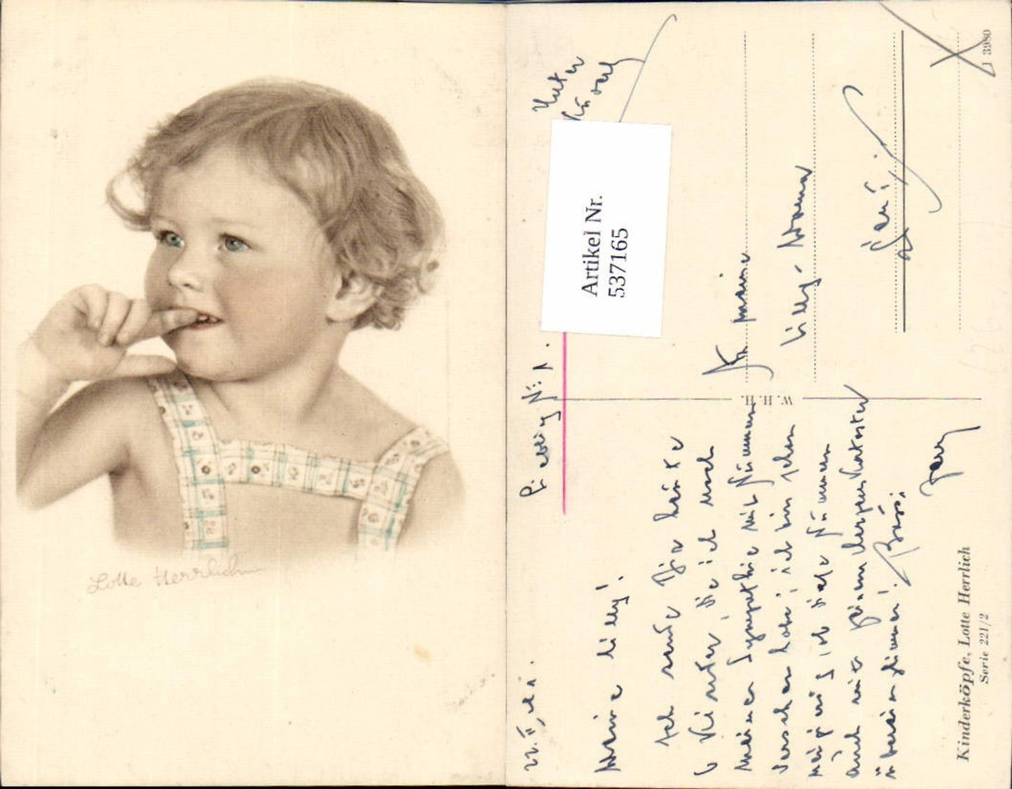 537165,tolle Künstler AK Lotte Herrlich Kinderköpfe 221/2 Portrait  Mädchen