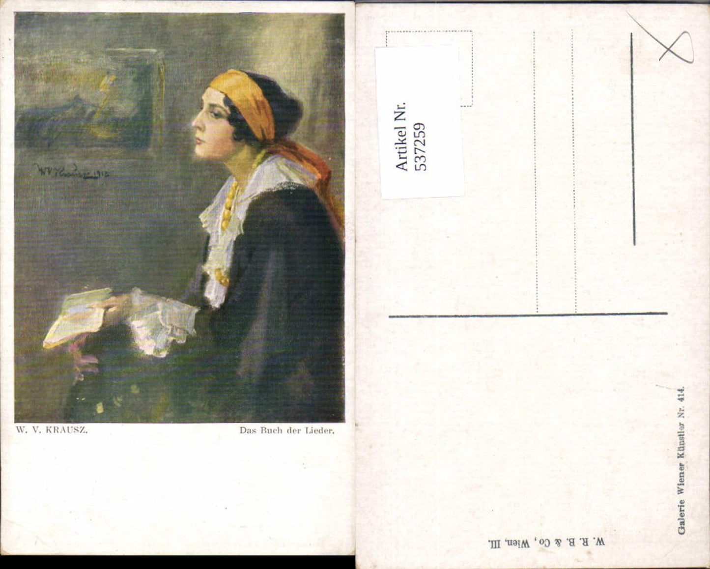 537259,tolle Künstler AK W.v. Krausz Frau Buch lesen liest