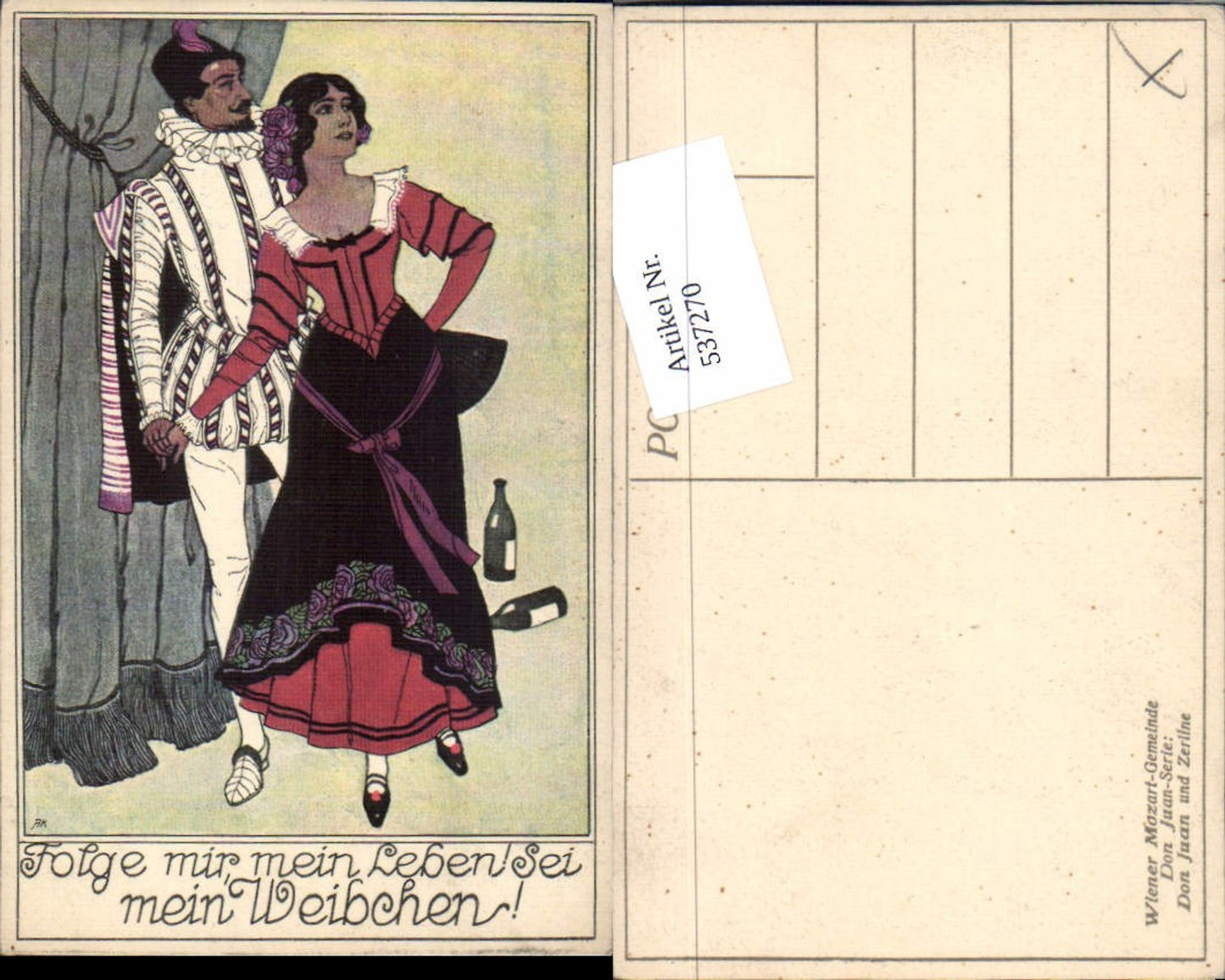 537270,tolle Künstler AK Juan und Zerline Mozart Don Juan Serie