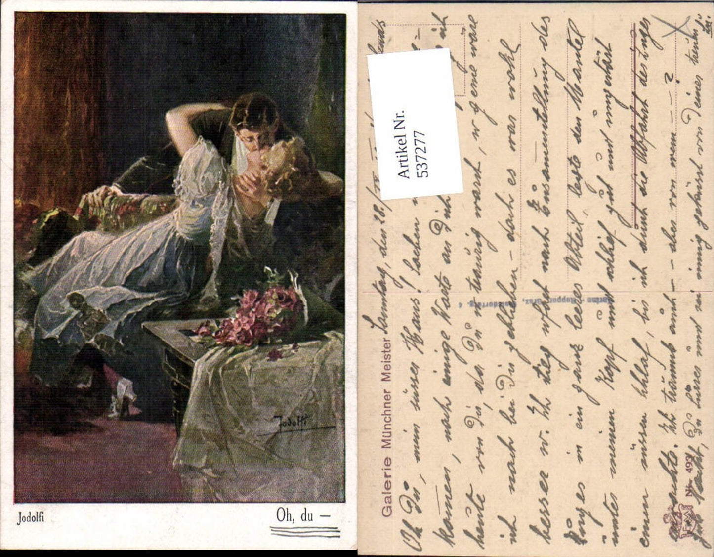 537277,tolle Künstler AK Adolf Jodolfi Kuss Küssen Liebe Frau paar