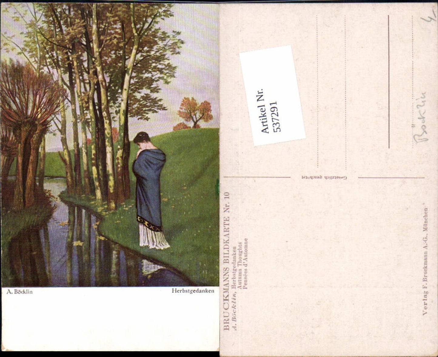 537291,tolle Künstler AK A. Böcklin Herbstgedanken