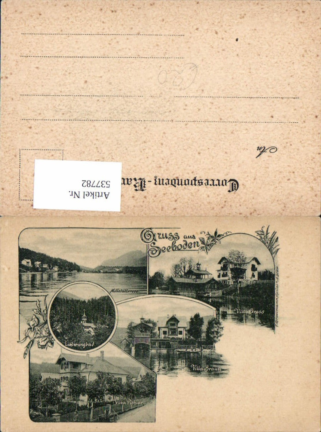 537782, great postcard greetings from Seeboden Villa Baun Villa Pichler Villa Gross Millstättersee