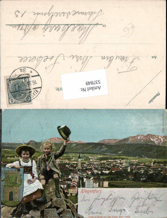 537849,seltene AK Klagenfurt Kinder Tracht Wappen 1905