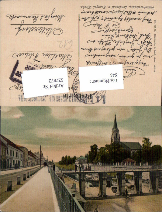 537872,seltene AK Klagenfurt Villacherstrasse Lend Lendcanal Evangelische Kirche