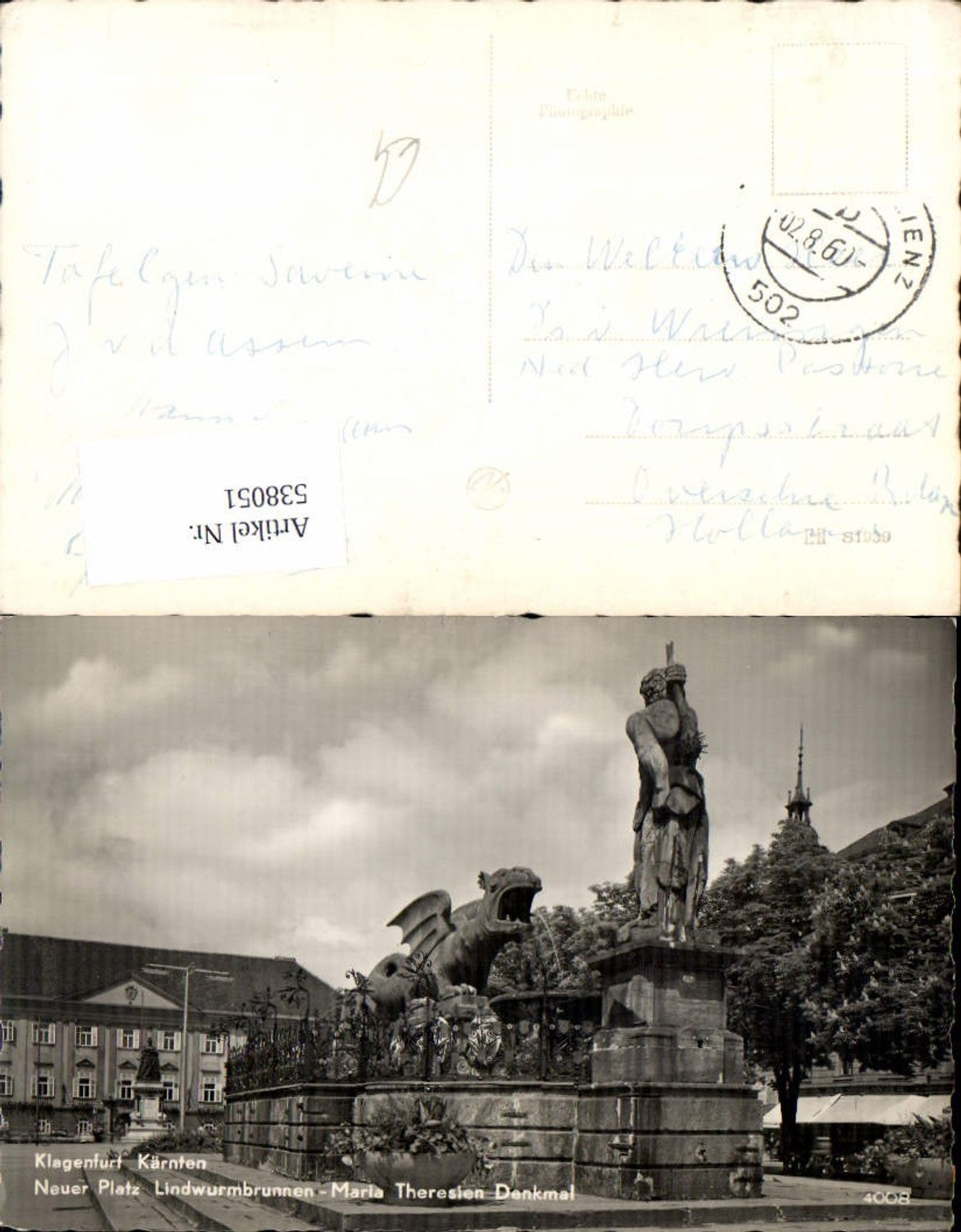 538051,Klagenfurt Neuer Platz Lindwurm Maria Theresien Denkmal