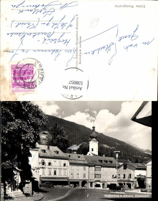 538057,Greifenburg in Kärnten Hauptplatz VW Käfer Auto Oldtimer