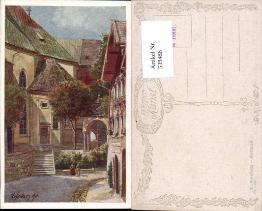 538486,Künstler AK E.F. Hofecker St. Wolfgang am Wolfgangsee Marktplatz pub B.K.W.I 320-2