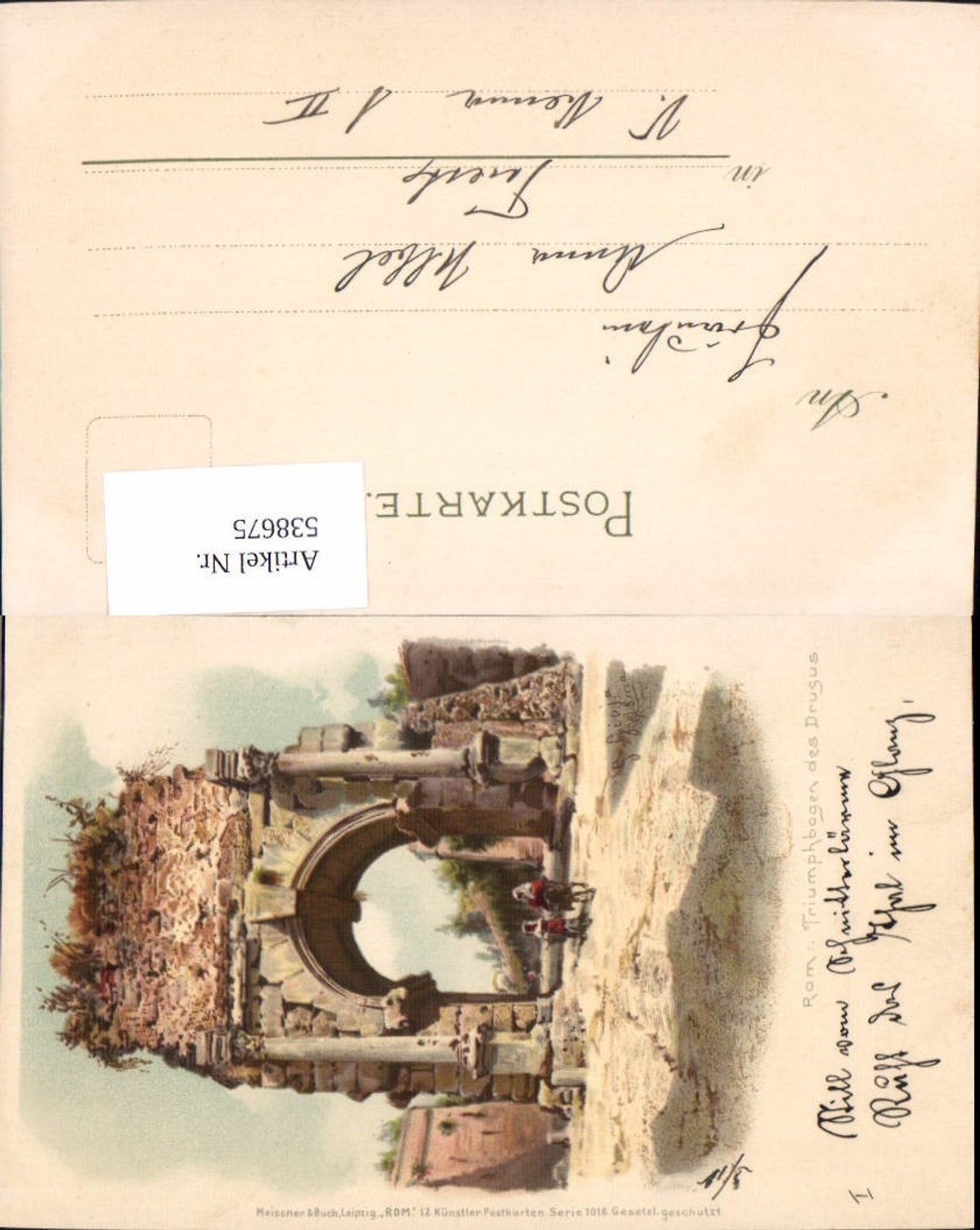 538675,Künstler Litho G. Gioja Rom Roma Triumphbogen Drusus Meissner Buch 1018