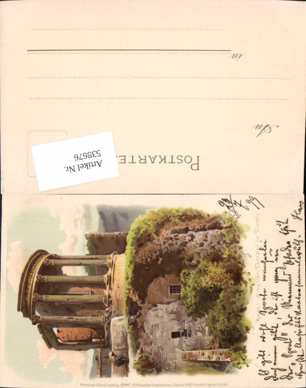 538676,Künstler Litho G. Gioja Rom Roma Sibyllen Tempel Tivoli pub Meissner Buch 1018