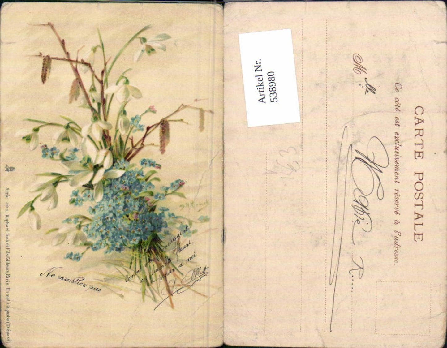 538980,Künstler Lithographie Litho Raphael Tuck 296 Blumen