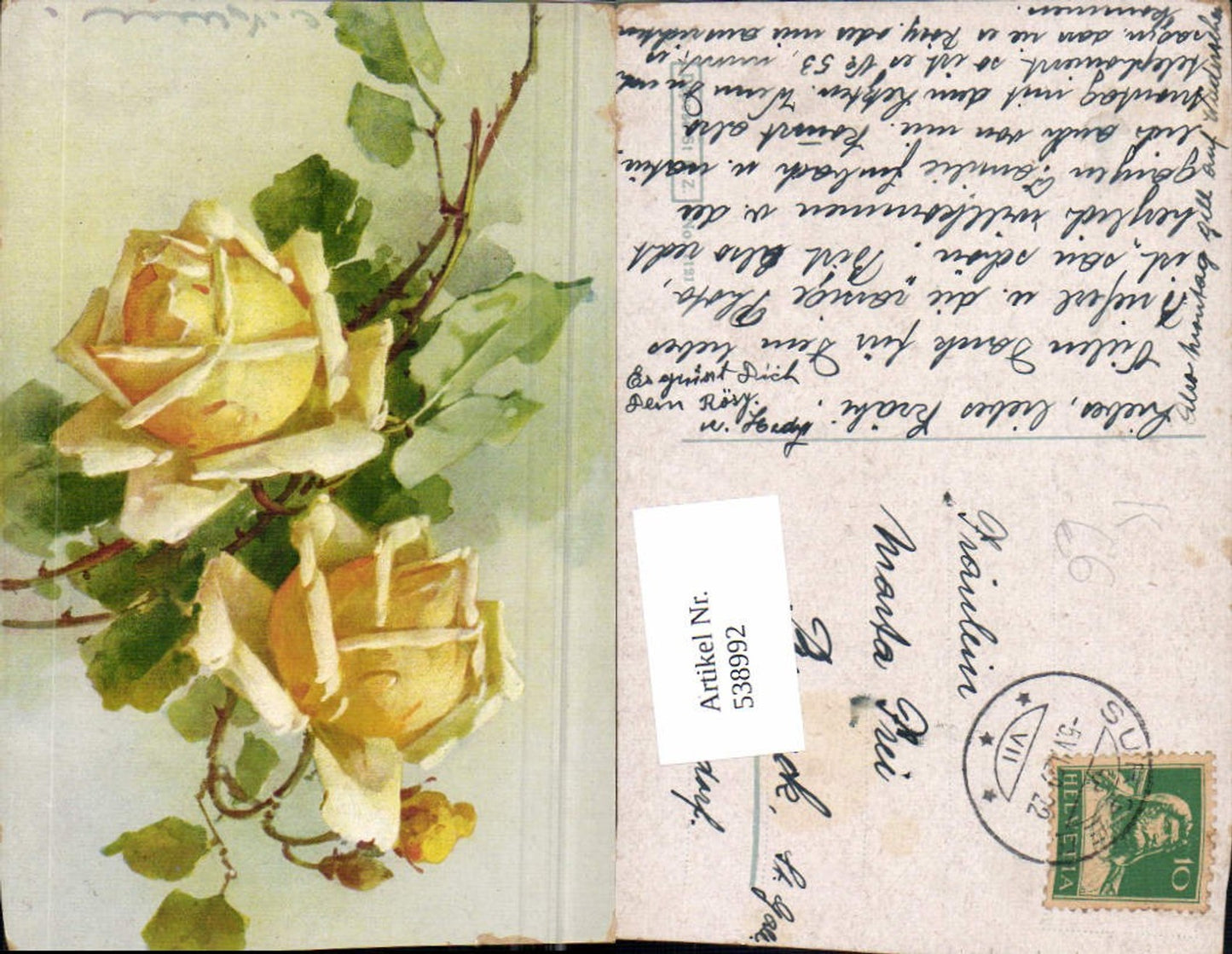 538992,Künstler AK Catharina Klein Gelbe Rose Rosen Blumen