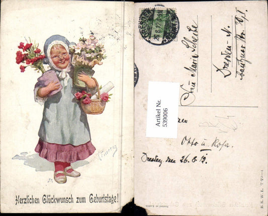 539006,Künstler AK Karl Feiertag geburtstag Kind pub B.K.W.I 770-4