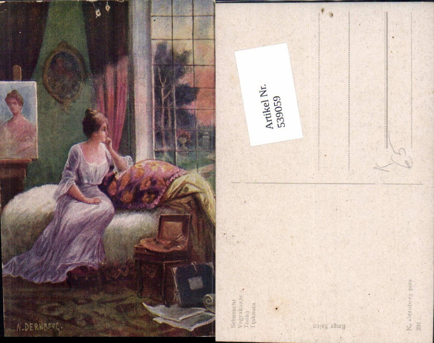 539059,Künstler AK N. Dernberg Frau Maler Malerei Malen Atelier