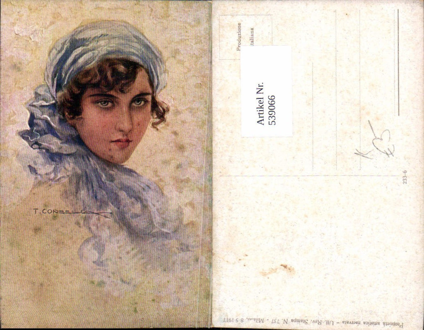 539066,Künstler AK T. Corbella Frau Portrait Erotik