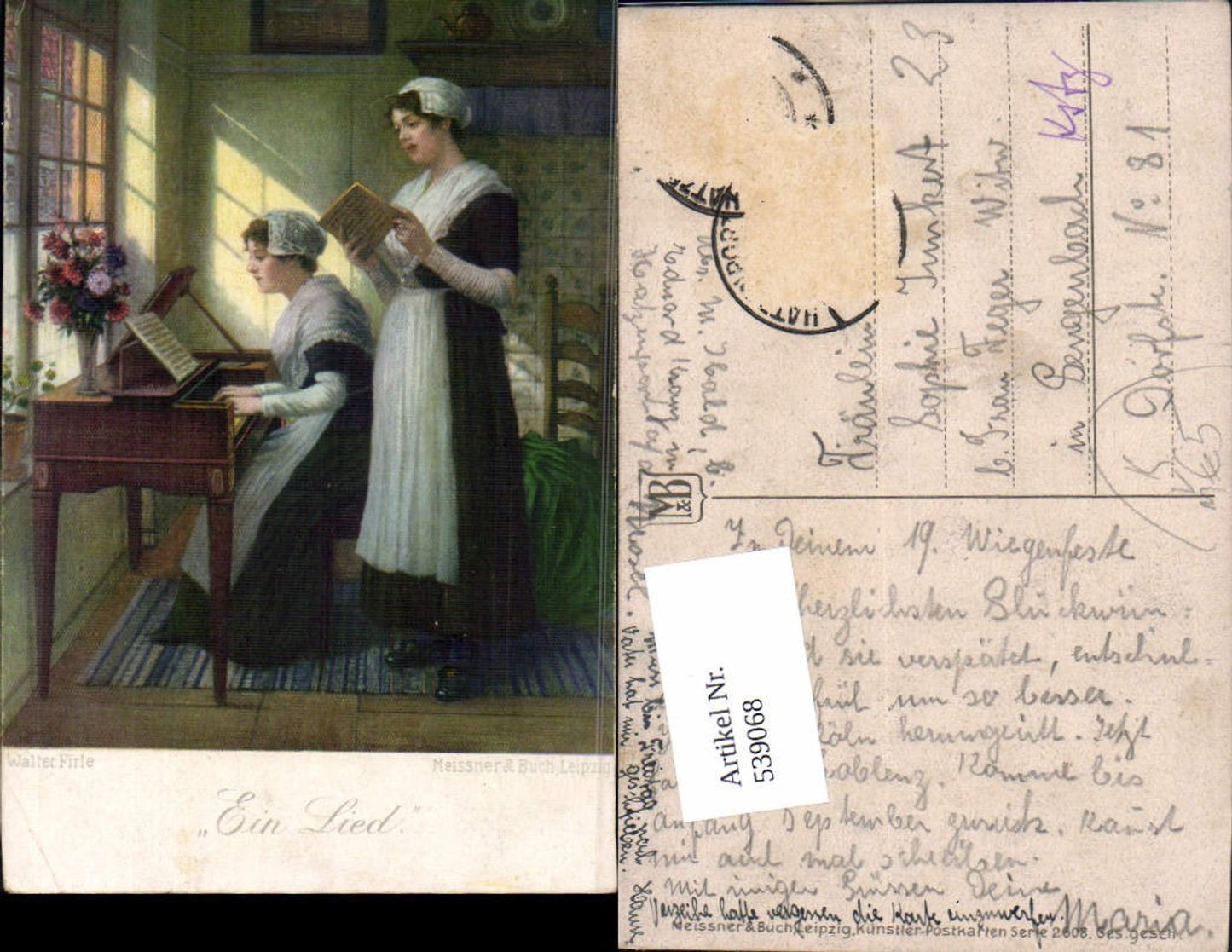 539068,Künstler AK Walter Firle Ein Lied Klavier pub Meissner Buch 2608