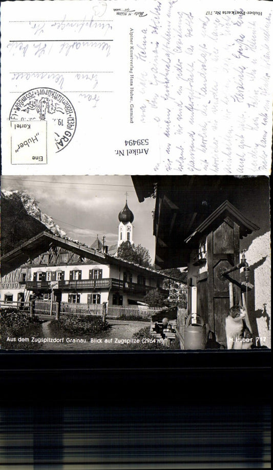 539494,Grainau Blick a. d. Zugspitze Kirche Katze