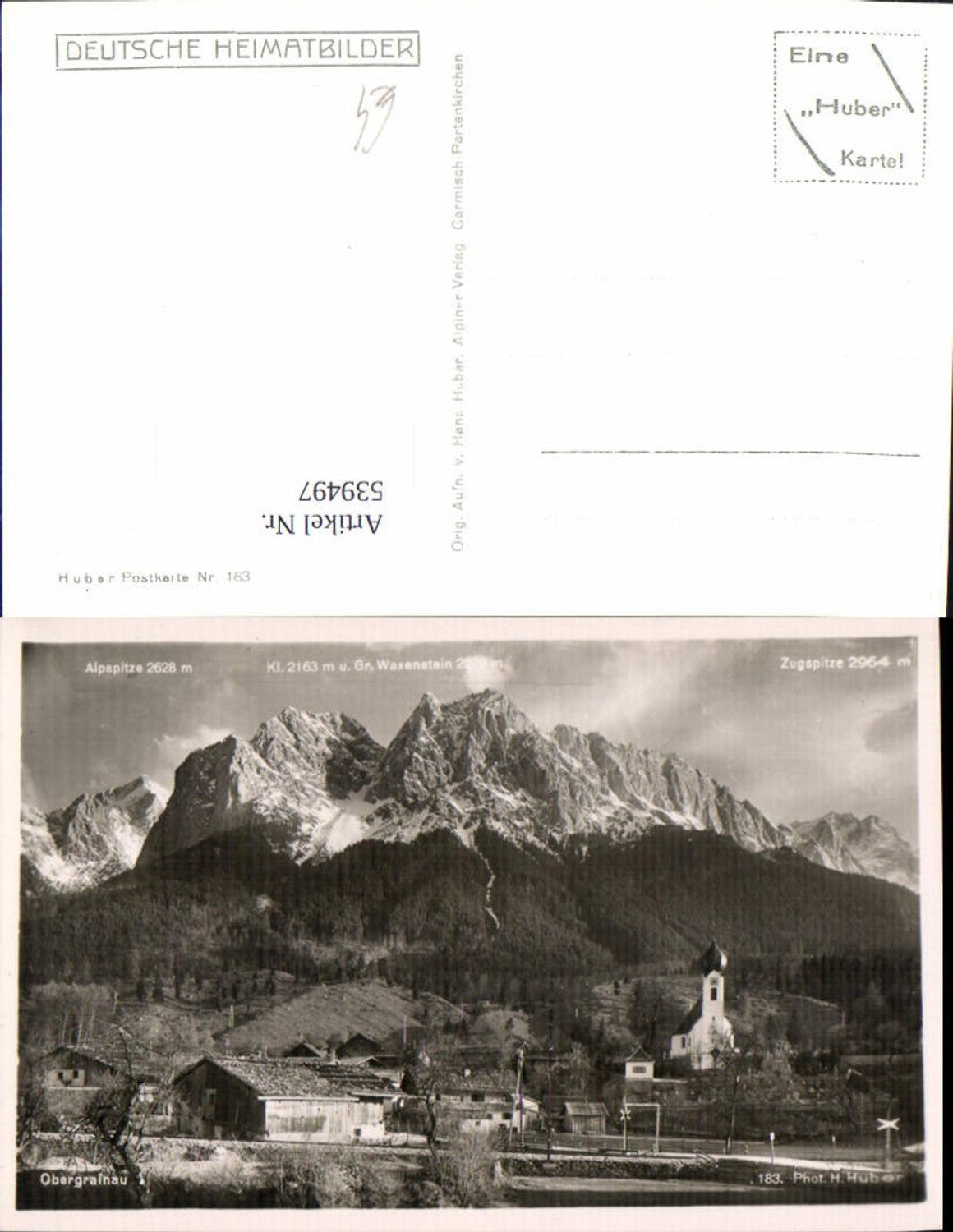 539497,Obergrainau Ansicht Kirche Zugspitze Grainau