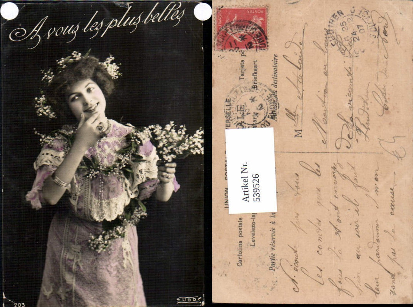 539526, great photo postcard woman dress fashion flowers girl woman photo art