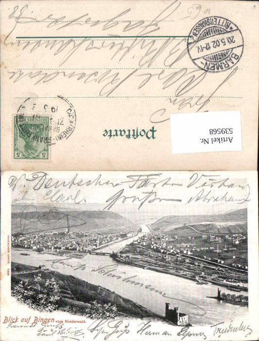 539568,Bingen am Rhein vom Niederwald Bahnpost Goar Rhein Frankfurt Zug 13