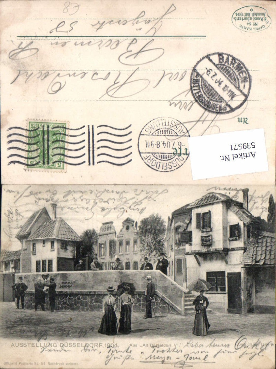 539571,tolle AK Ausstellung Düsseldorf 1904 Offizielle Postkarte Nr. 54