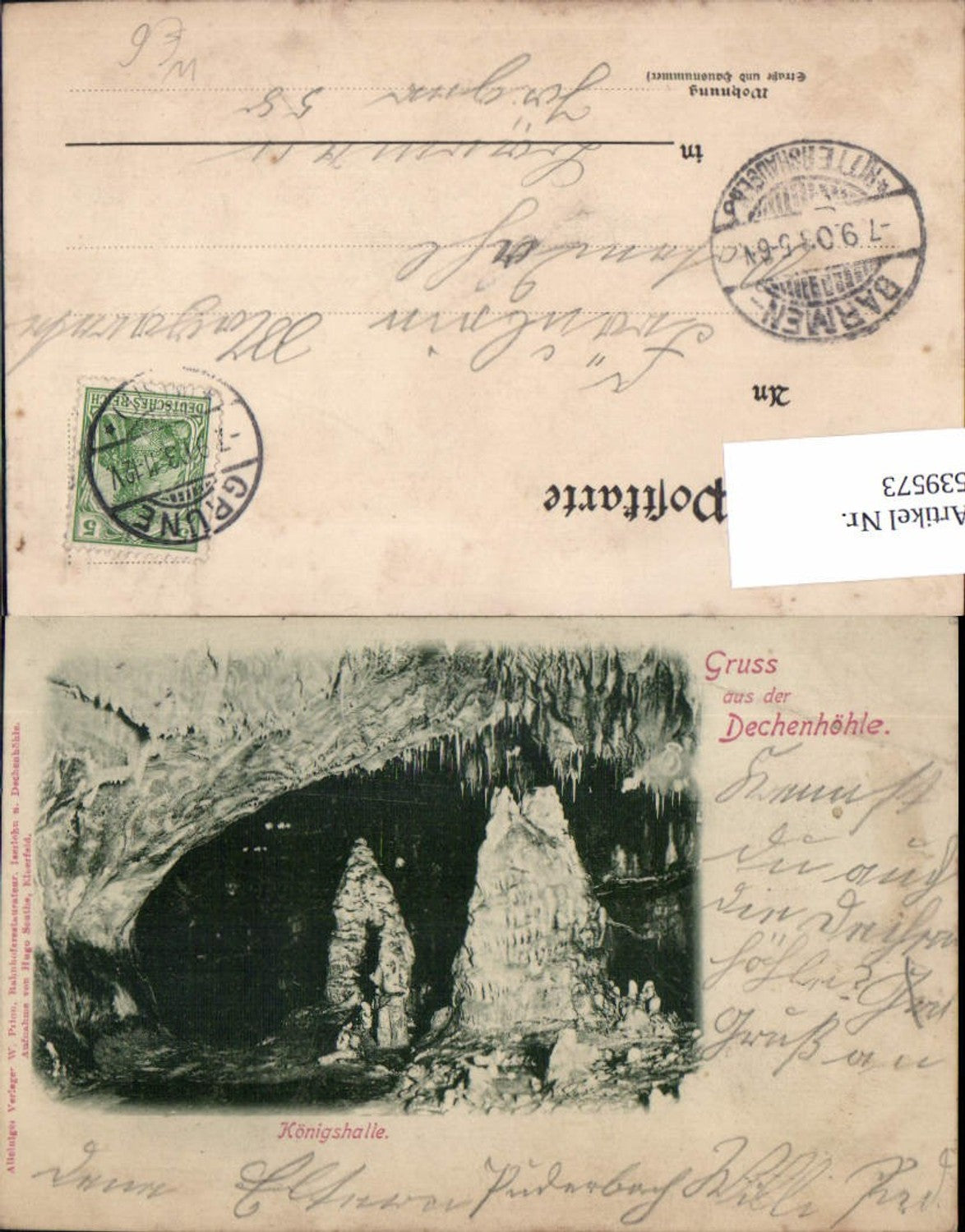 539573,Gruss aus der Dechenhöhle Höhle Grotte Grüne Iserlohn LK Arnsberg