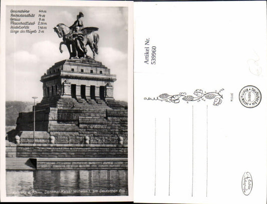 539960,Koblenz a. Rhein Denkmal Kaiser Wilhelm I am Deutschen Eck Statue Monument