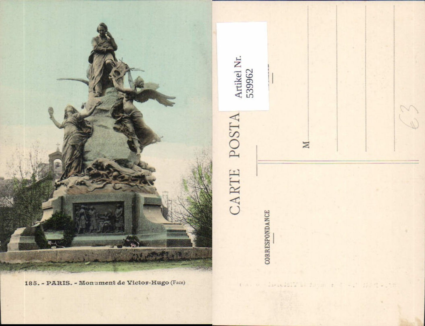 539962,Paris Statue Monument de Victor-Hubo Face