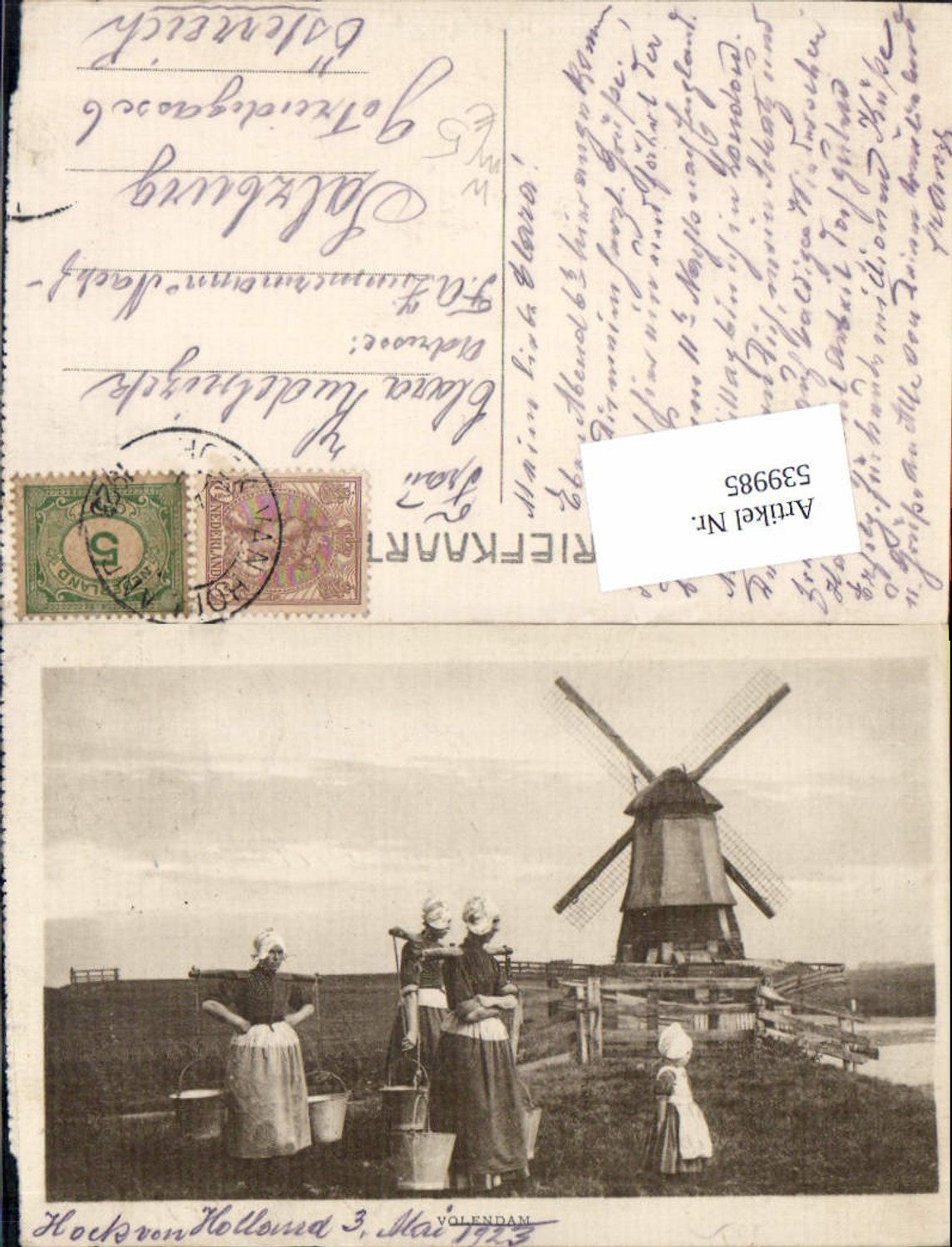 539985,Windmühle Mühle Volendam Trachten Volkstypen Typen