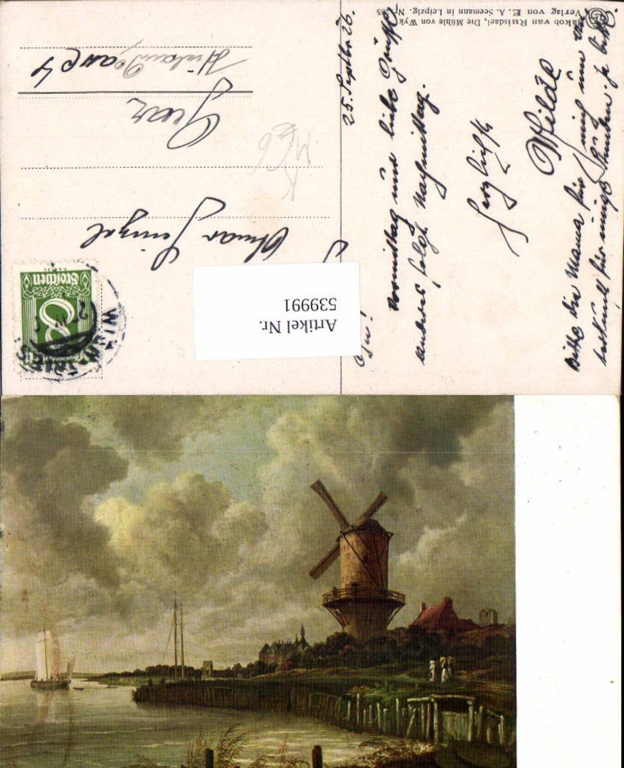 539991,Künstler AK Jakob van Ruisdael Windmühle Mühle