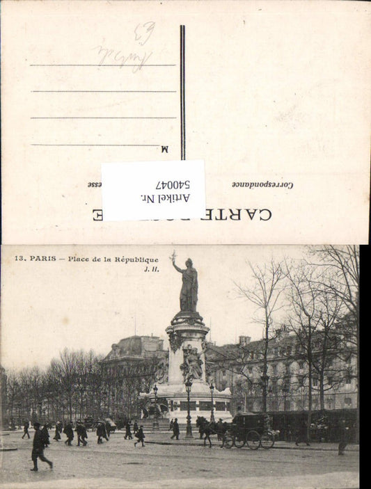 540047,Paris Place de la Republique Statue Monument Kutsche