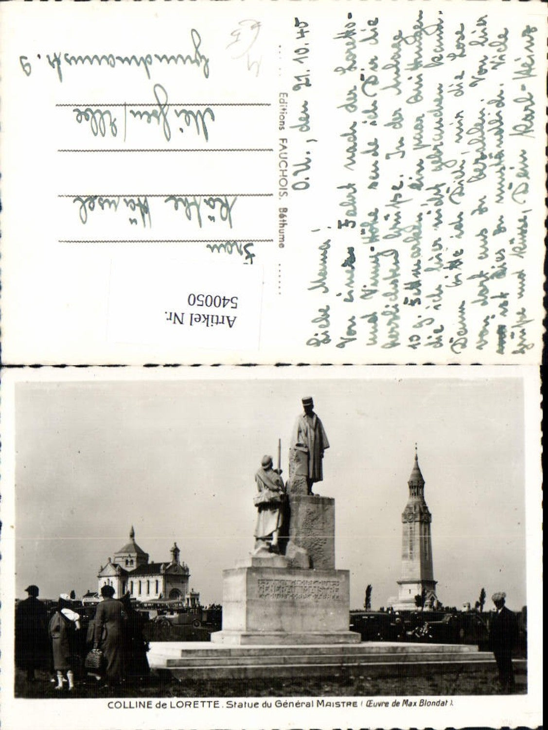 540050,Colline de Lorette Statue du General Maistre Monument Kirche Automobil