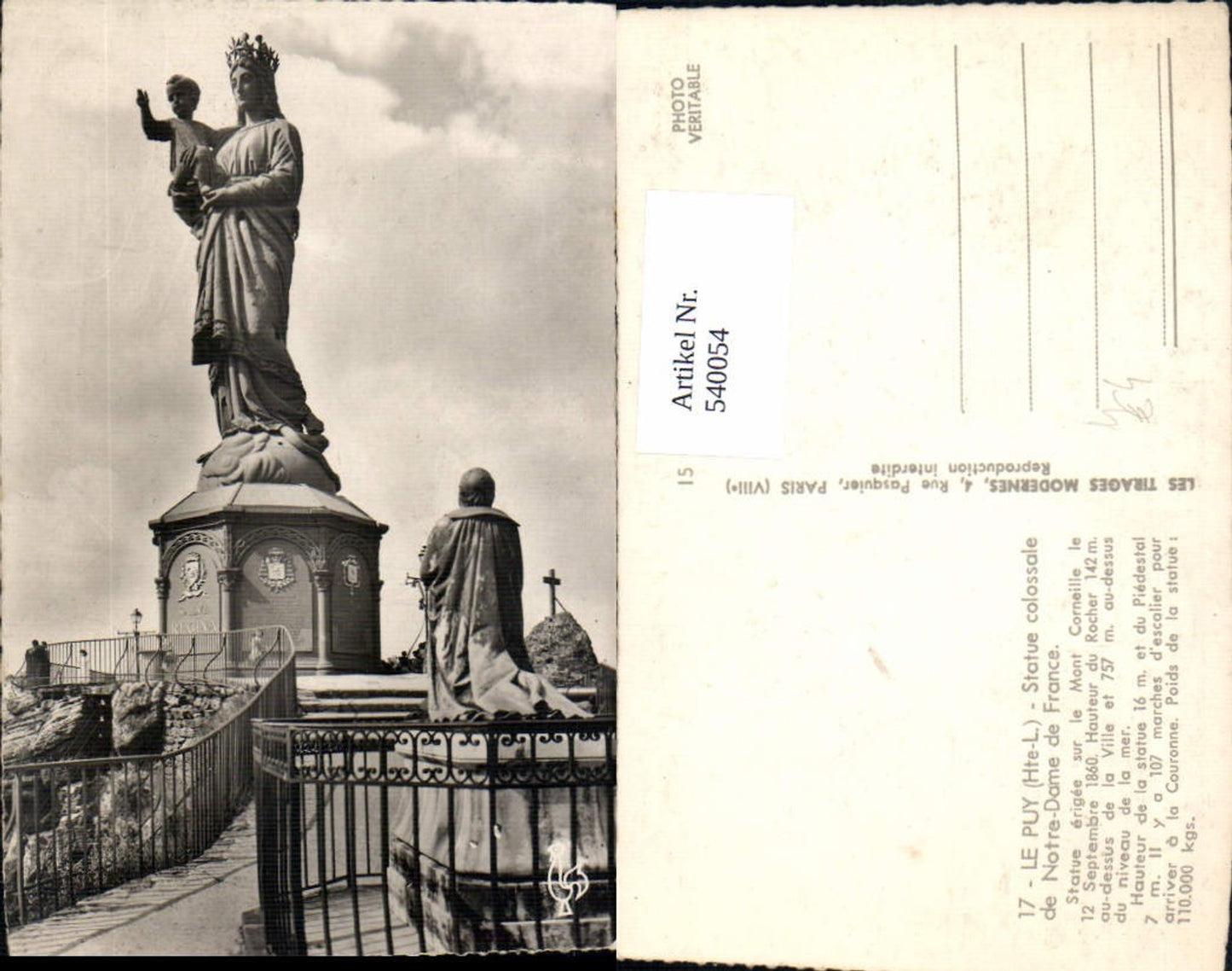 540054,Le Puy Statue colossale de Notre-Dame de France Monument