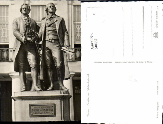 540057,Foto Ak Weimar Goethe- und Schillerdenkmal Statue Monument