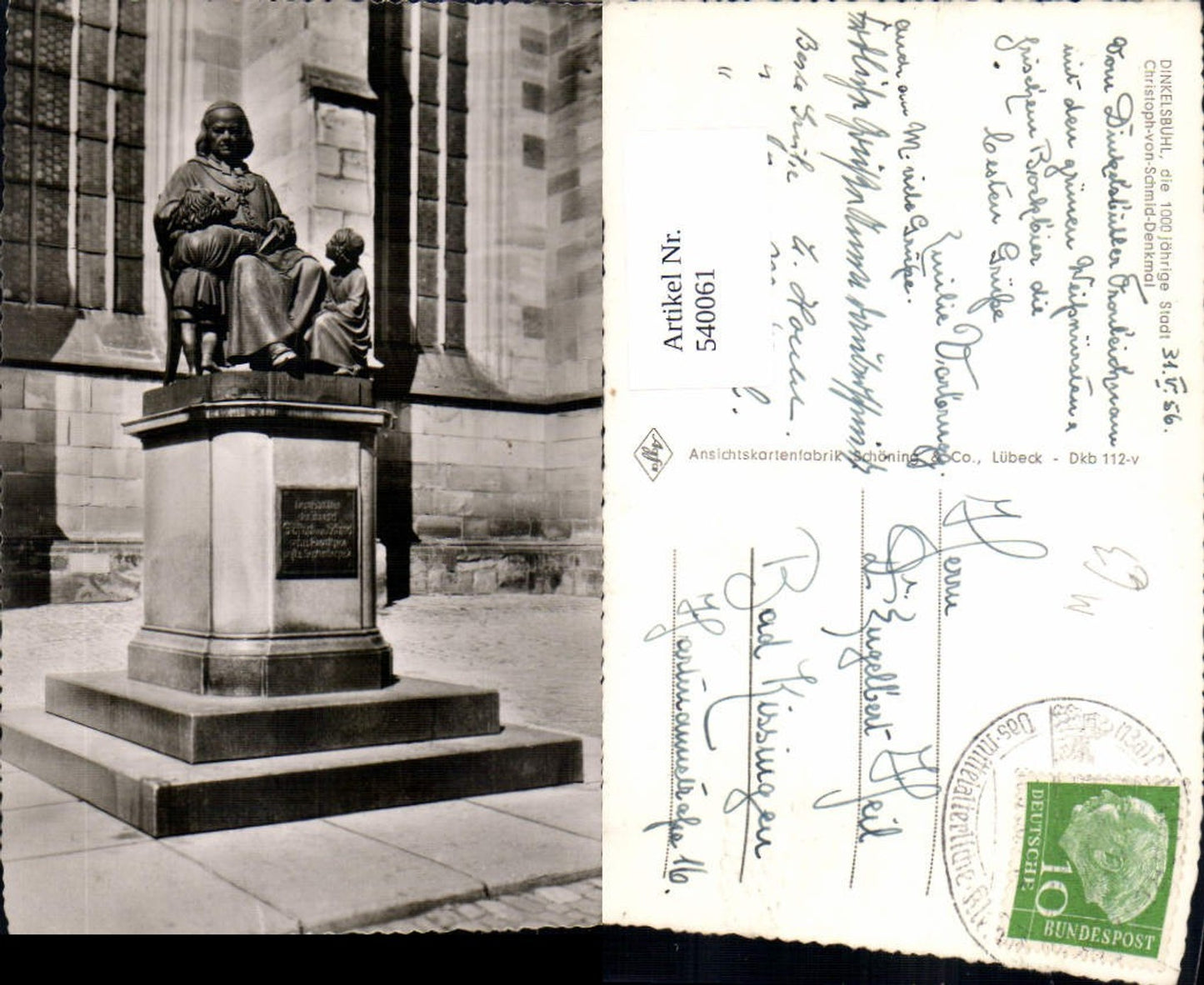 540061,Dinkelsbühl Christoph-von-Schmid-Denkmal Statue Monument