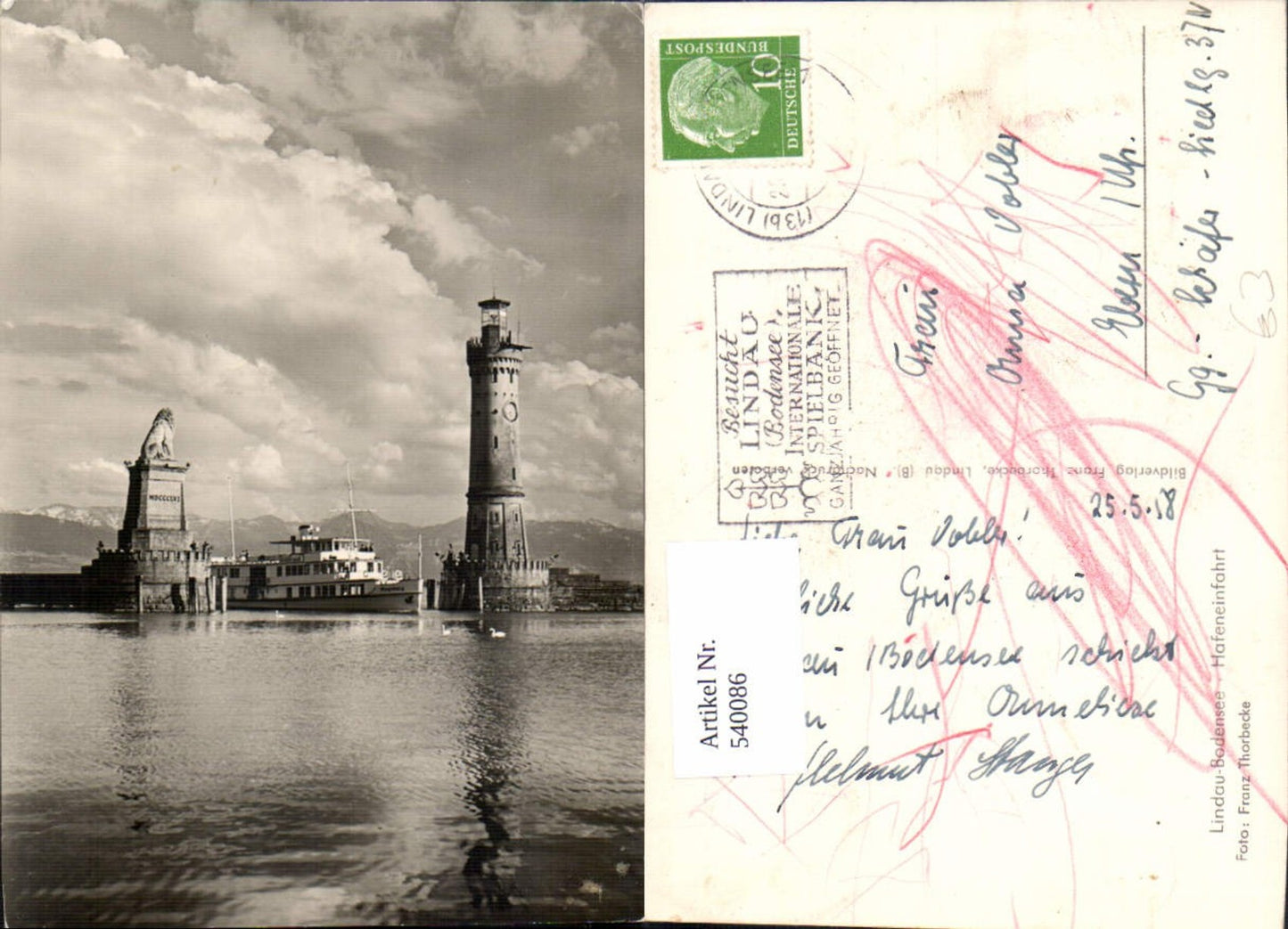 540086,Lindau Bodensee Hafeneinfahrt Hafen Dampfer Schiff Augsburg Leuchtturm Löwendenkmal