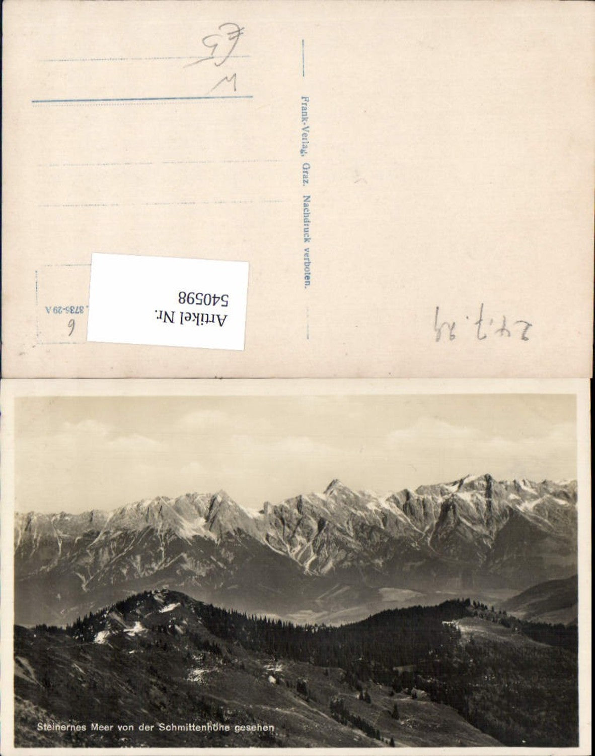 540598,Steinernes meer von der Schmittenhöhe gesehen