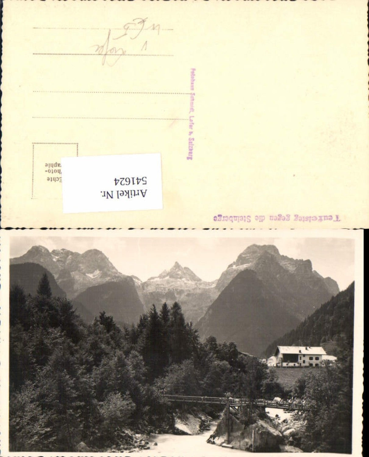 541624,tolle Foto-AK Lofer Brücke Teufelssteg pub Schmidt