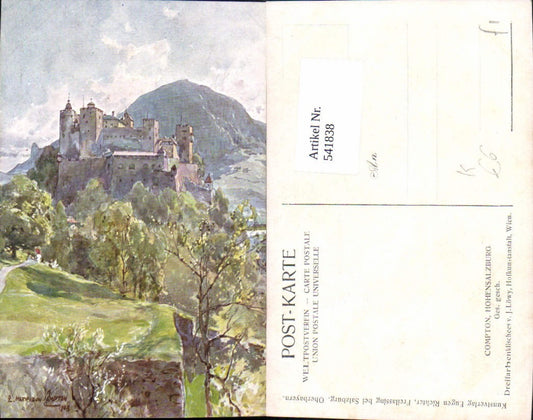 541838, Artist AK E. Harrison Compton Salzburg Hohensalzburg Fortress