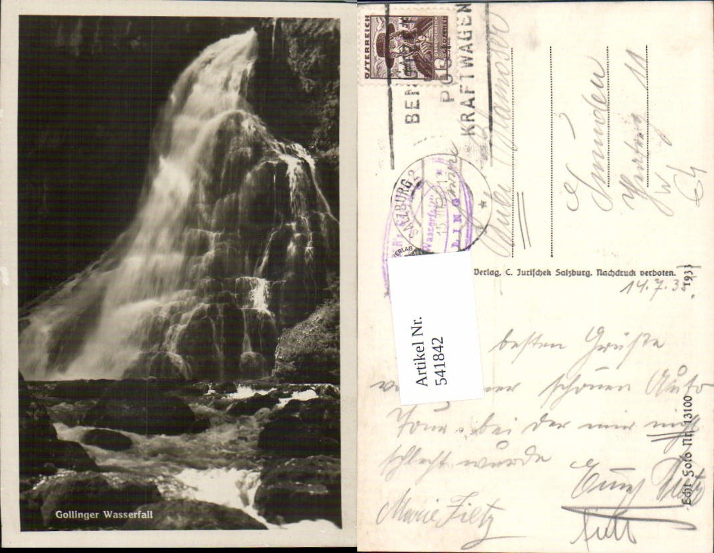 541842,Foto Ak Gollinger Wasserfall Golling