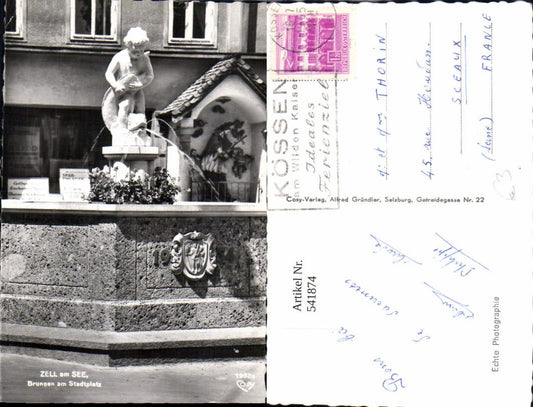 541874,Foto Ak Zell am See Brunnen am Stadtplatz