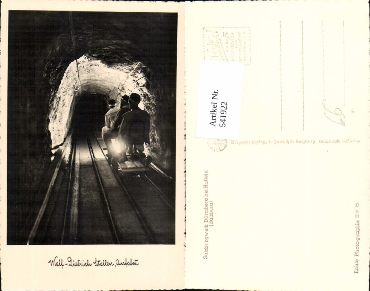541922,Foto Ak Salzbergwerk Dürrnberg b. Hallein Wolf-Dietrich-Stollen Ausfahrt Bergwerk