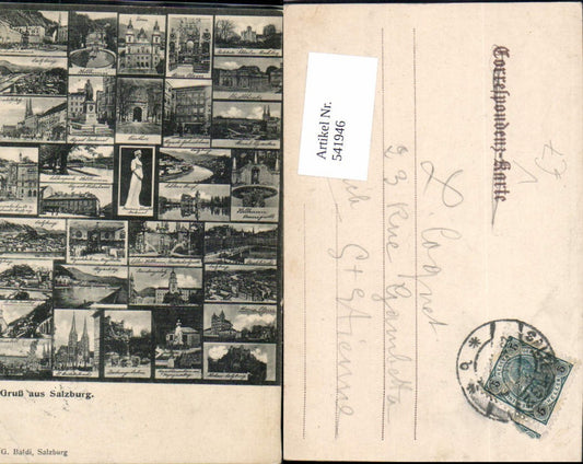 541946, great microscope AK Greetings from Salzburg City pub Baldi